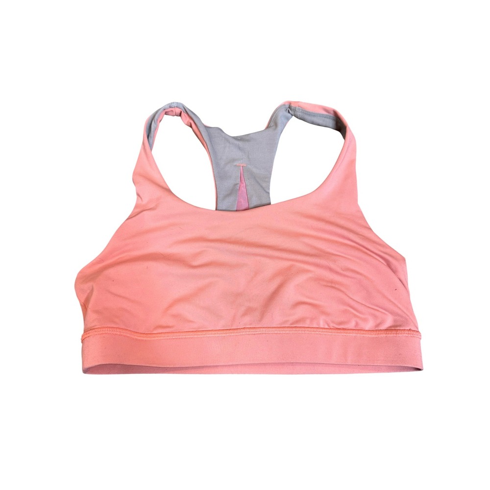 Lululemon Sports Bra Womens 6 Pink Colorblock Racerback Mesh Panel Yoga Gym
